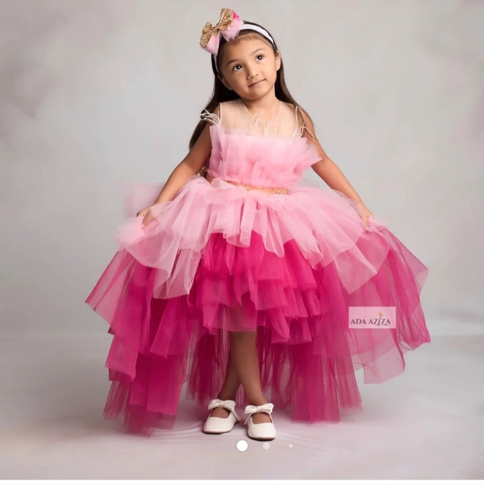 Pink hi low dress for girls